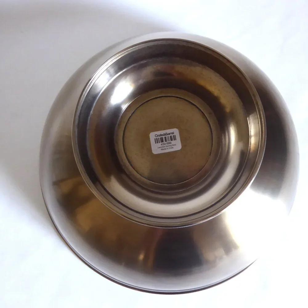 NEW 11” CRATE & BARREL LAWRENCE STAINLESS STEEL PEDESTAL SERVING BOWL